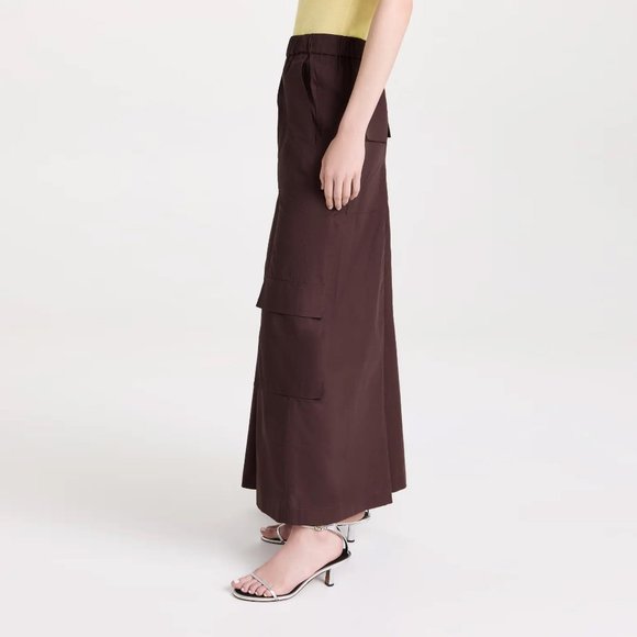 Tibi Vintage Cotton Pull On Cargo Godet Skirt in Brown, size 0 - Picture 3 of 12